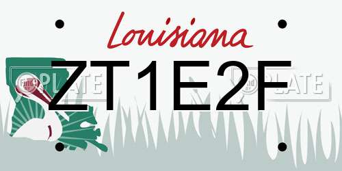 ZT1E2F Louisiana License Plate