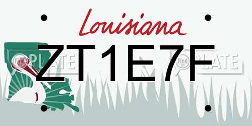 ZT1E7F Louisiana License Plate