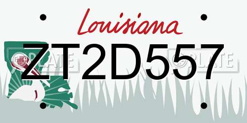 ZT2D557 Louisiana License Plate