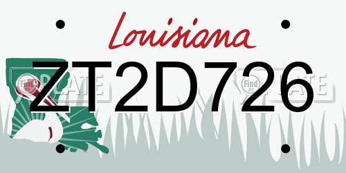 ZT2D726 Louisiana License Plate