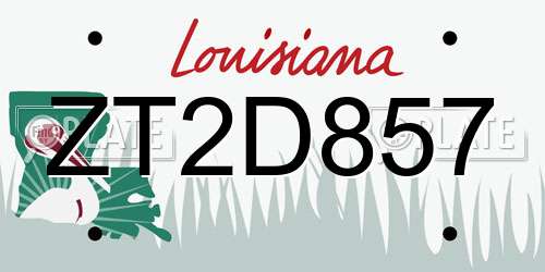 ZT2D857 Louisiana License Plate