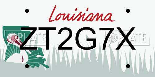 ZT2G7X Louisiana License Plate