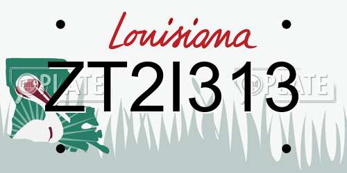 ZT2I313 Louisiana License Plate