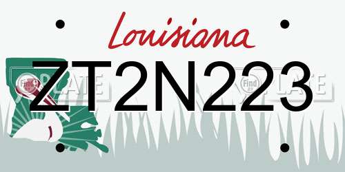 ZT2N223 Louisiana License Plate