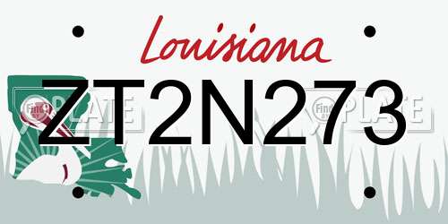 ZT2N273 Louisiana License Plate