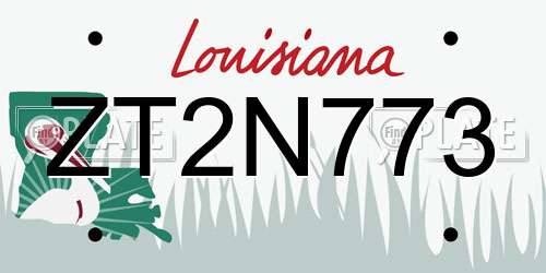 ZT2N773 Louisiana License Plate