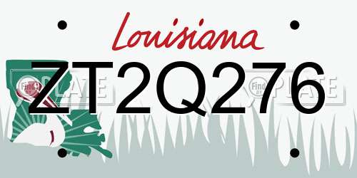 ZT2Q276 Louisiana License Plate
