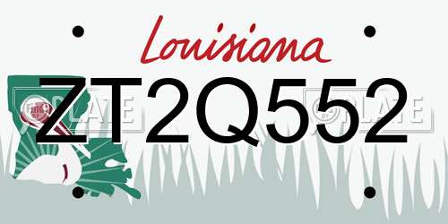 ZT2Q552 Louisiana License Plate