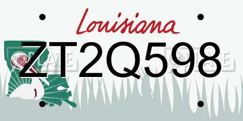 ZT2Q598 Louisiana License Plate