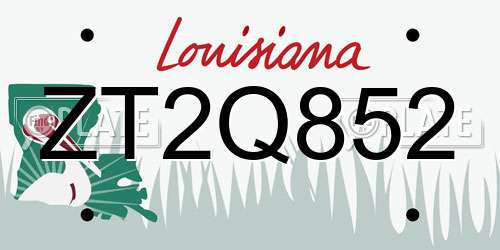 ZT2Q852 Louisiana License Plate