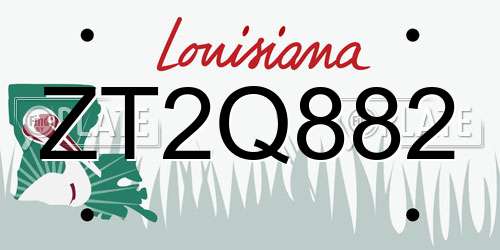 ZT2Q882 Louisiana License Plate