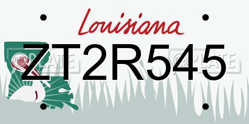 ZT2R545 Louisiana License Plate