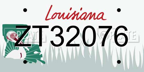 ZT32076 Louisiana License Plate