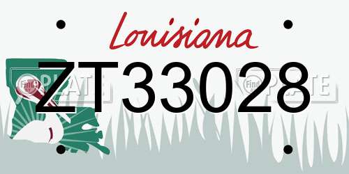 ZT33028 Louisiana License Plate