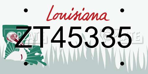 ZT45335 Louisiana License Plate
