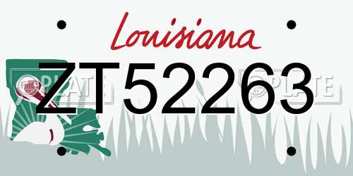 ZT52263 Louisiana License Plate