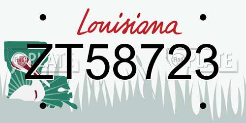 ZT58723 Louisiana License Plate