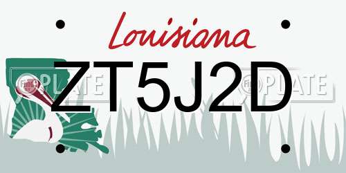 ZT5J2D Louisiana License Plate