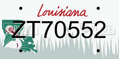 ZT70552 Louisiana License Plate