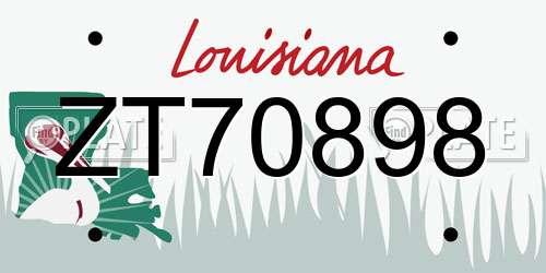 ZT70898 Louisiana License Plate