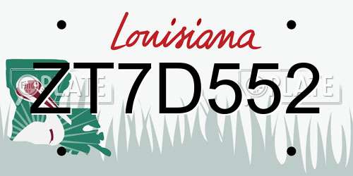 ZT7D552 Louisiana License Plate