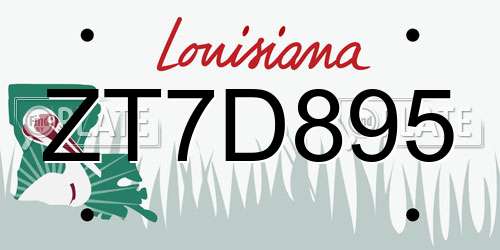 ZT7D895 Louisiana License Plate