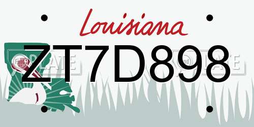 ZT7D898 Louisiana License Plate