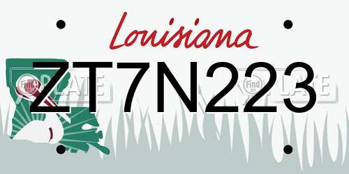 ZT7N223 Louisiana License Plate