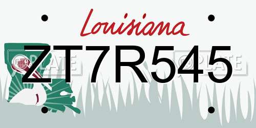 ZT7R545 Louisiana License Plate
