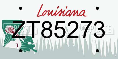 ZT85273 Louisiana License Plate