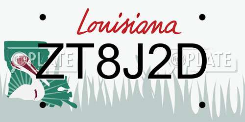 ZT8J2D Louisiana License Plate