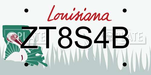 ZT8S4B Louisiana License Plate