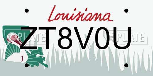 ZT8V0U Louisiana License Plate