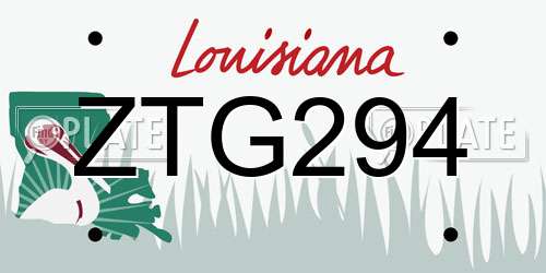 ZTG294 Louisiana License Plate