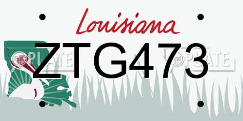 ZTG473 Louisiana License Plate