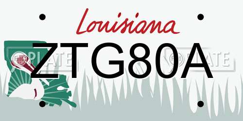 ZTG80A Louisiana License Plate