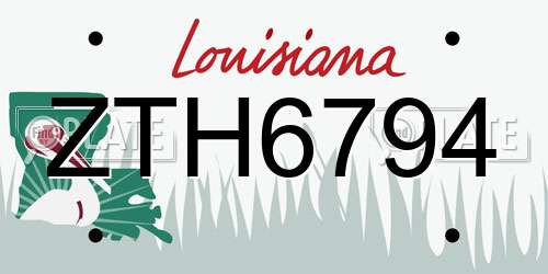ZTH6794 Louisiana License Plate