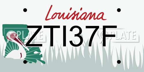 ZTI37F Louisiana License Plate