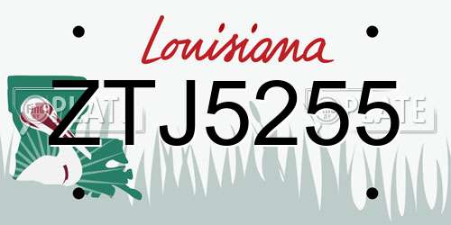 ZTJ5255 Louisiana License Plate