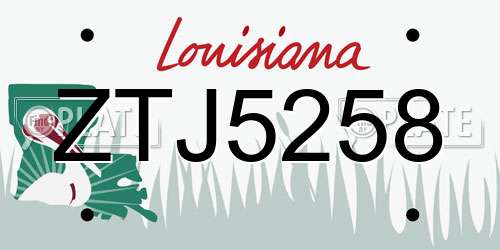 ZTJ5258 Louisiana License Plate