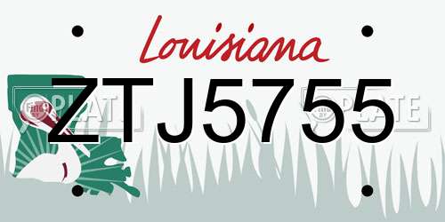 ZTJ5755 Louisiana License Plate