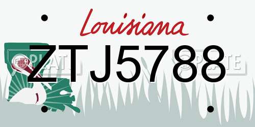 ZTJ5788 Louisiana License Plate