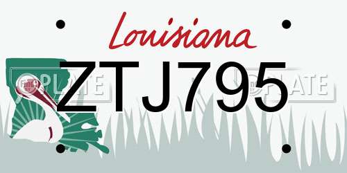 ZTJ795 Louisiana License Plate