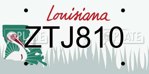 ZTJ810 Louisiana License Plate