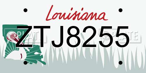 ZTJ8255 Louisiana License Plate