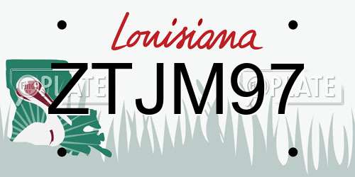 ZTJM97 Louisiana License Plate