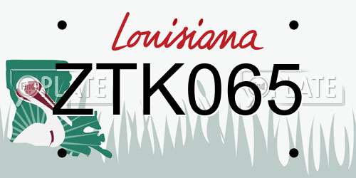 ZTK065 Louisiana License Plate