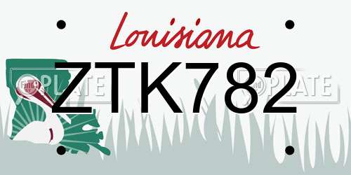 ZTK782 Louisiana License Plate