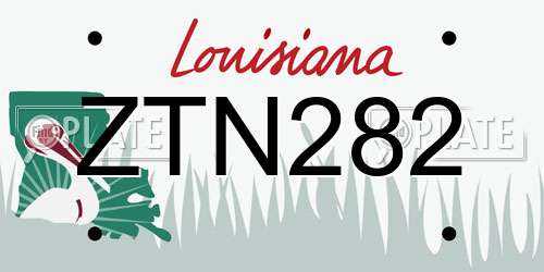 ZTN282 Louisiana License Plate