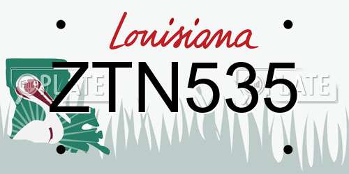ZTN535 Louisiana License Plate